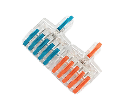 2 In 6 Out Lever Wire Connector Transparent CCTV Power Splitter Block
