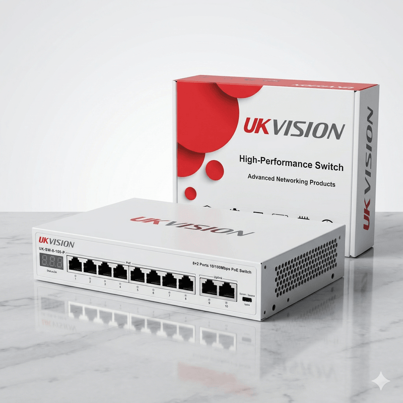 UKVISION UK-SW-8-100-P 8-Port PoE Switch 2 Uplink 250m Extend