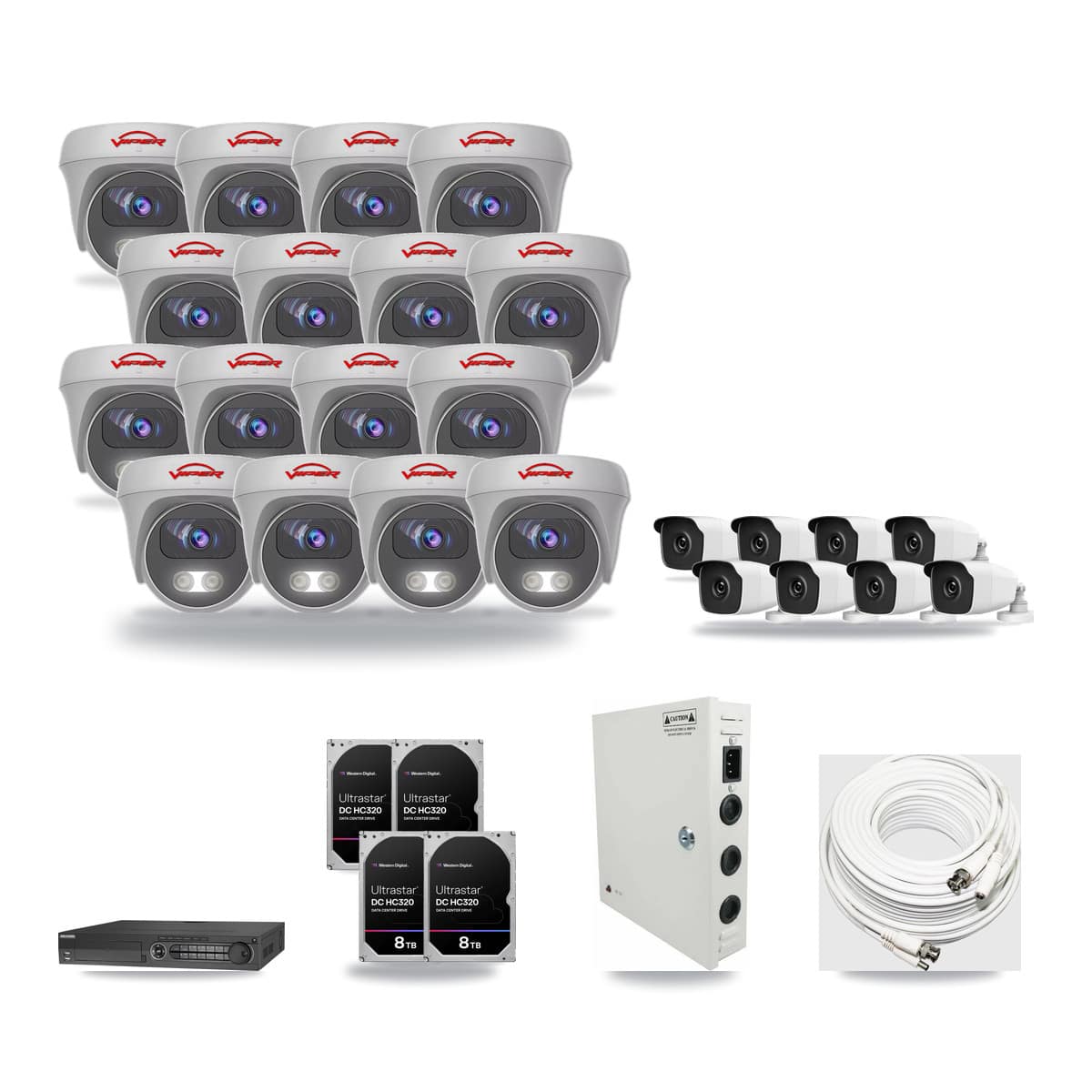 32-Channel 3MP – 5MP CCTV Kit — 8 3MP Bullet + 16 5MP Cameras + 4× 8TB Recording - Image 1