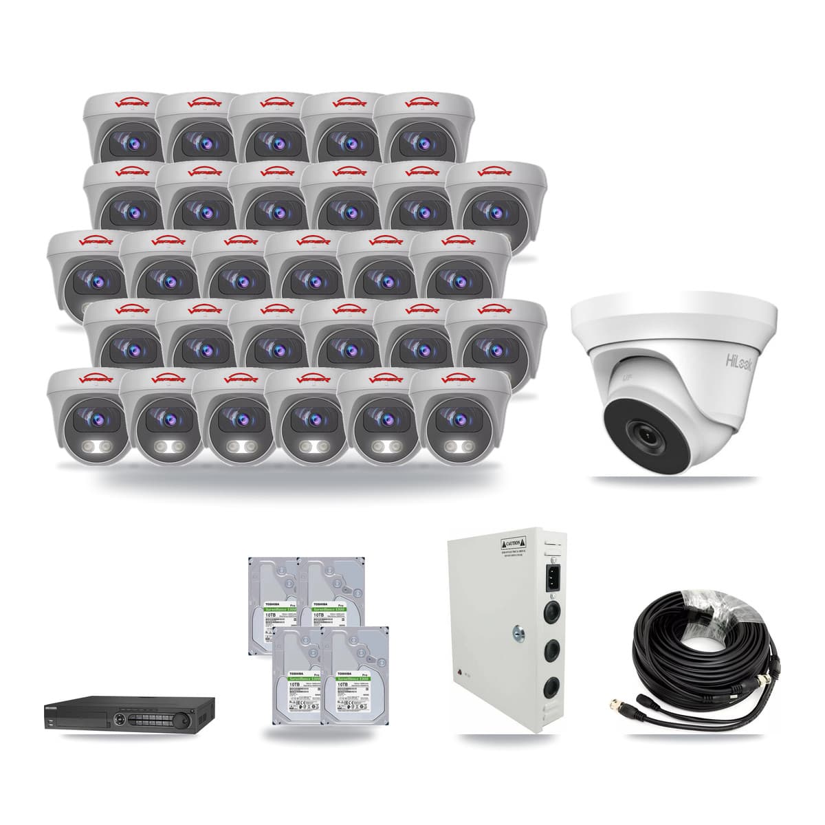 32-Channel 4MP – 5MP CCTV Kit — 1 4MP Turret + 29 5MP Cameras + 4× 10TB Recording - Image 1