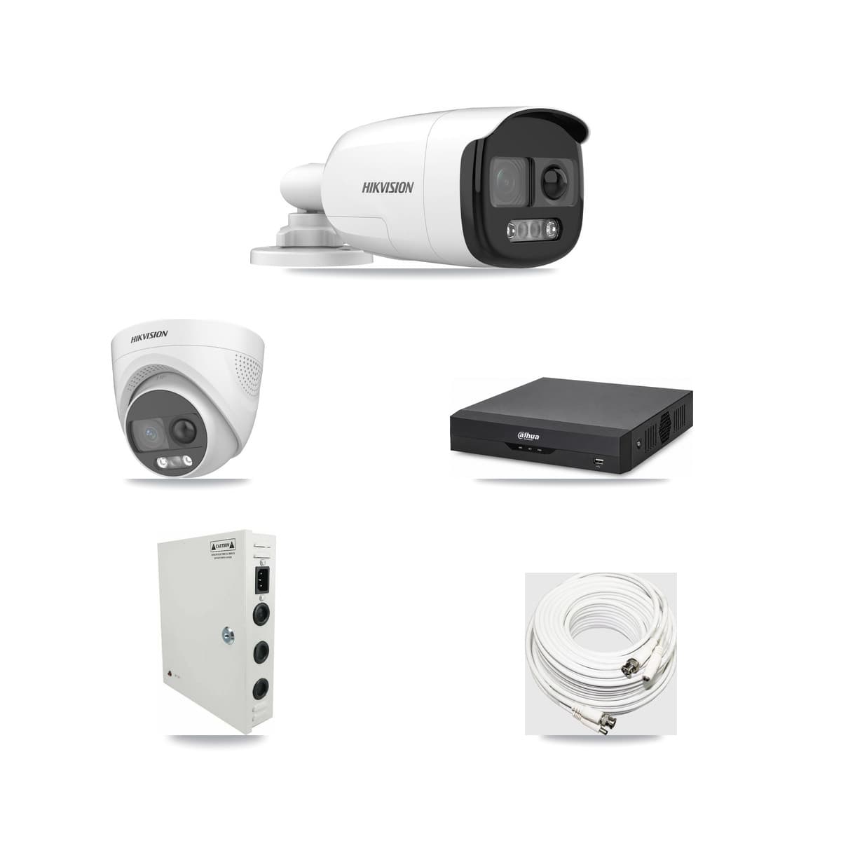 Hikvision & Dahua 4-Channel 5MP CCTV Kit — 1 DS-2CE12KF3T Bullet + 1 DS-2CE72KF3T Turret Cameras + 3TB Recording - Image 1