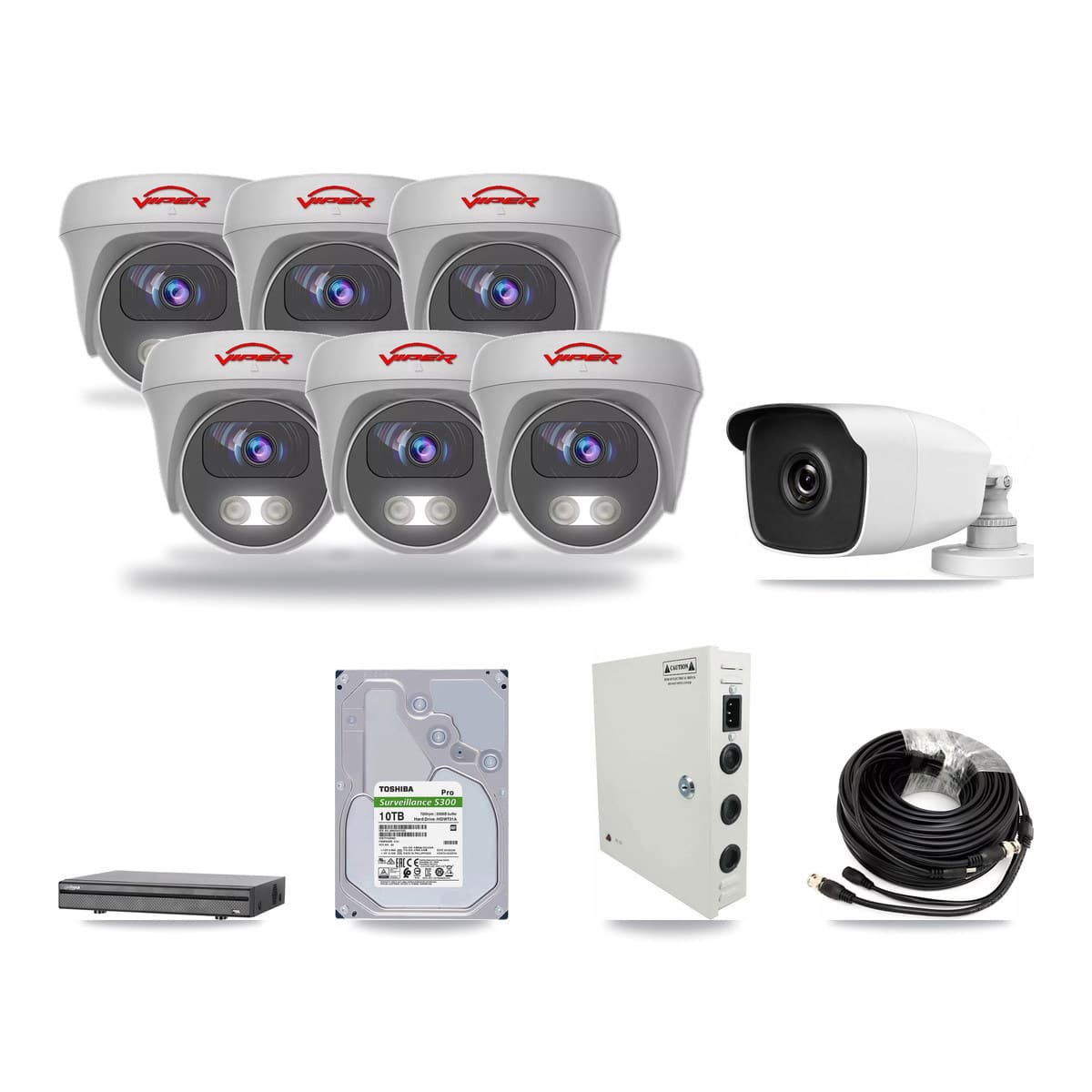 8-Channel 3MP – 5MP CCTV Kit — 1 3MP Bullet + 6 5MP Cameras + 10TB Recording - Image 1