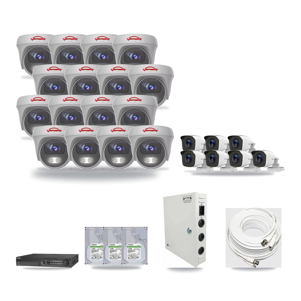 32-Channel 4MP – 5MP CCTV Kit — 7 4MP Bullet + 16 5MP Cameras + 3× 10TB Recording - Image 1