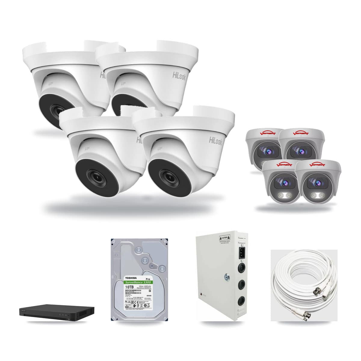 32-Channel 4MP – 5MP CCTV Kit — 4 4MP Turret + 4 5MP Cameras + 10TB Recording - Image 1