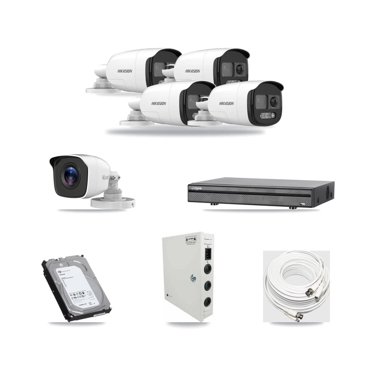 8-Channel 4MP – 5MP CCTV Kit — 4 5MP + 1 4MP Bullet Cameras + 6TB Recording (DH-XVR5108H Recorder) - Image 1