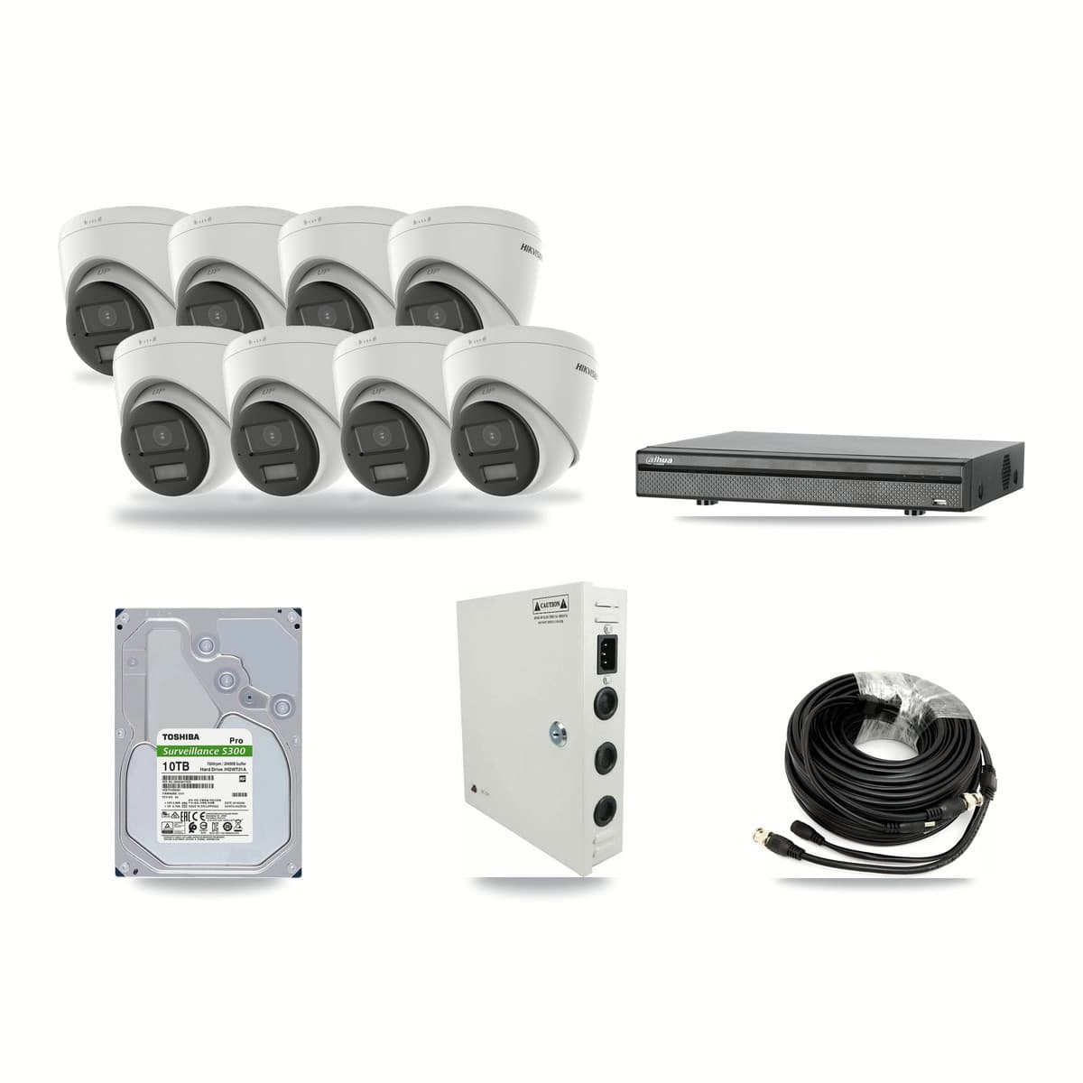 Hikvision & Dahua 8-Channel 4K CCTV Kit — 8 DS-2CE78U0T Turret Cameras + 10TB Recording - Image 1