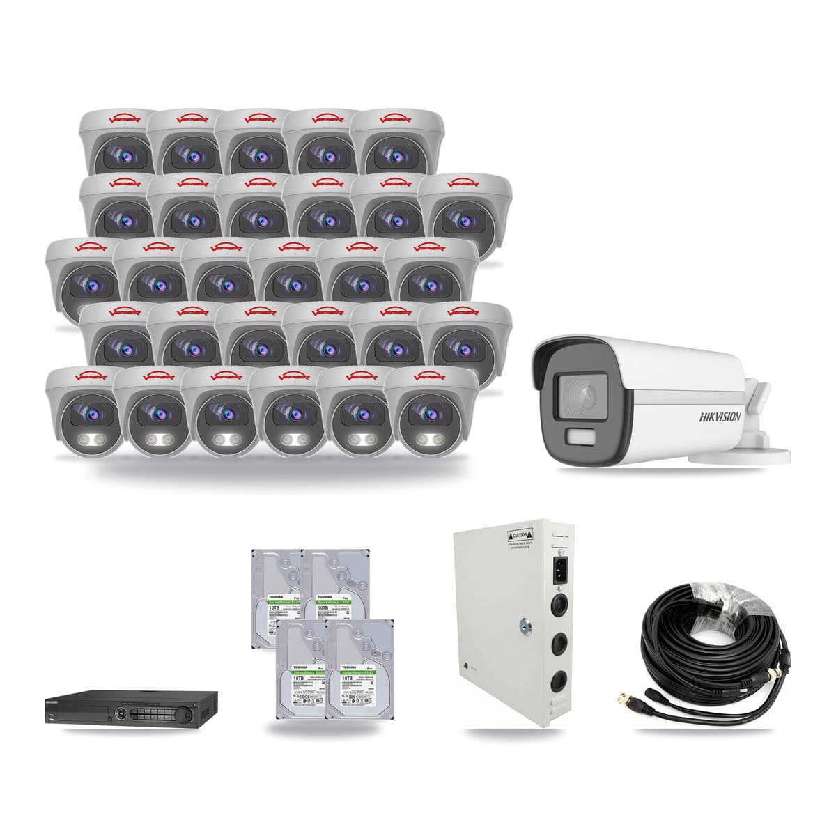 Hikvision & Viper 32-Channel 5MP – 4K CCTV Kit — 1 4K Bullet + 29 5MP Cameras + 4× 10TB Recording - Image 1