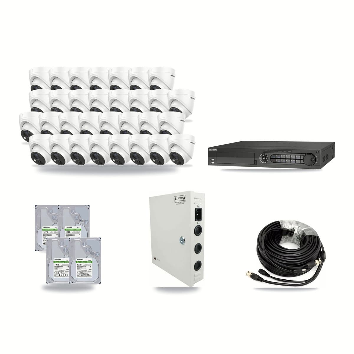 Hikvision 32-Channel 5MP CCTV Kit — 31 Turret Cameras + 4× 10TB Recording - Image 1