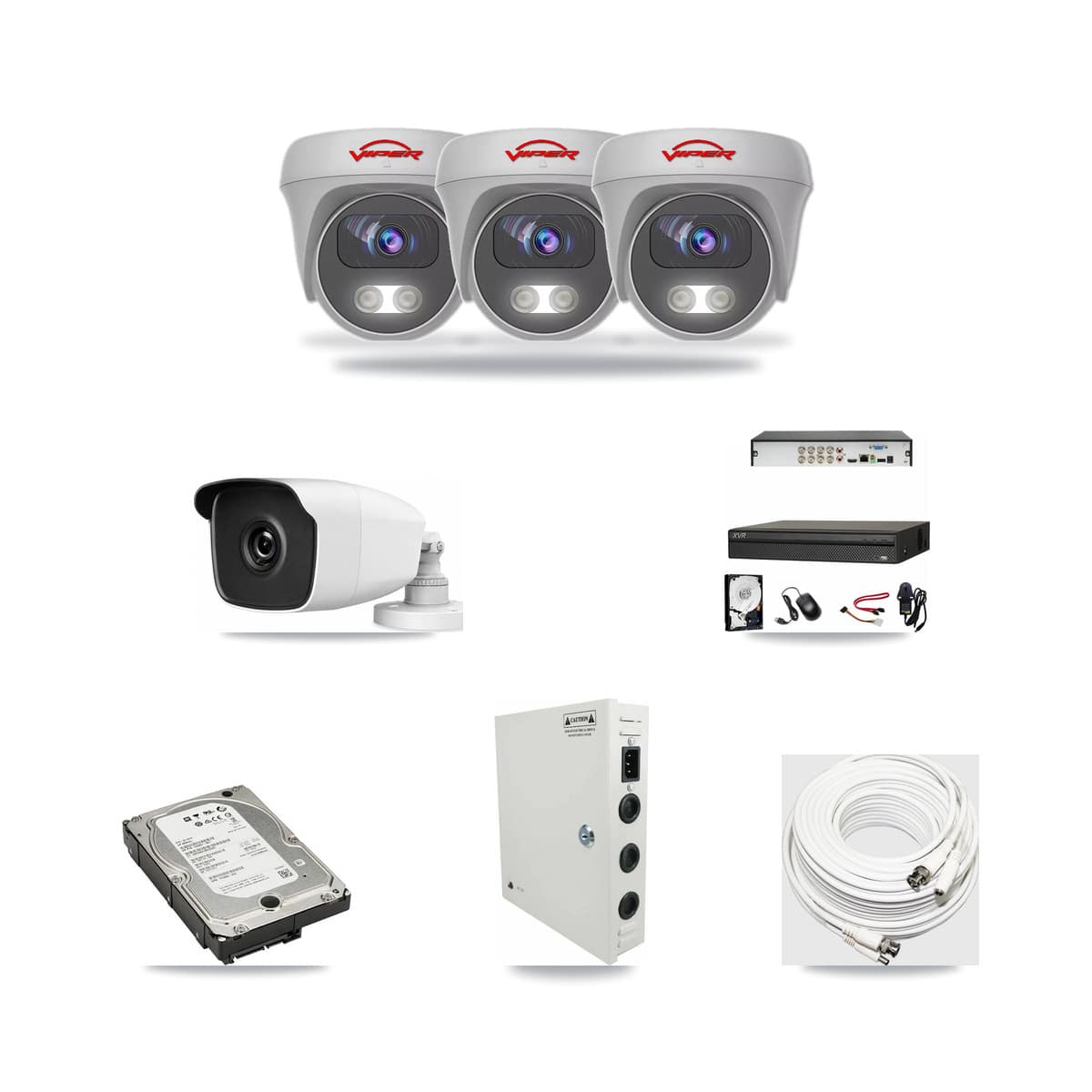 8-Channel 3MP – 5MP CCTV Kit — 1 HiLook 3MP Bullet + 3 Viper White 5MP Cameras + 5TB Recording (XVR-3108AD Recorder) - Image 1