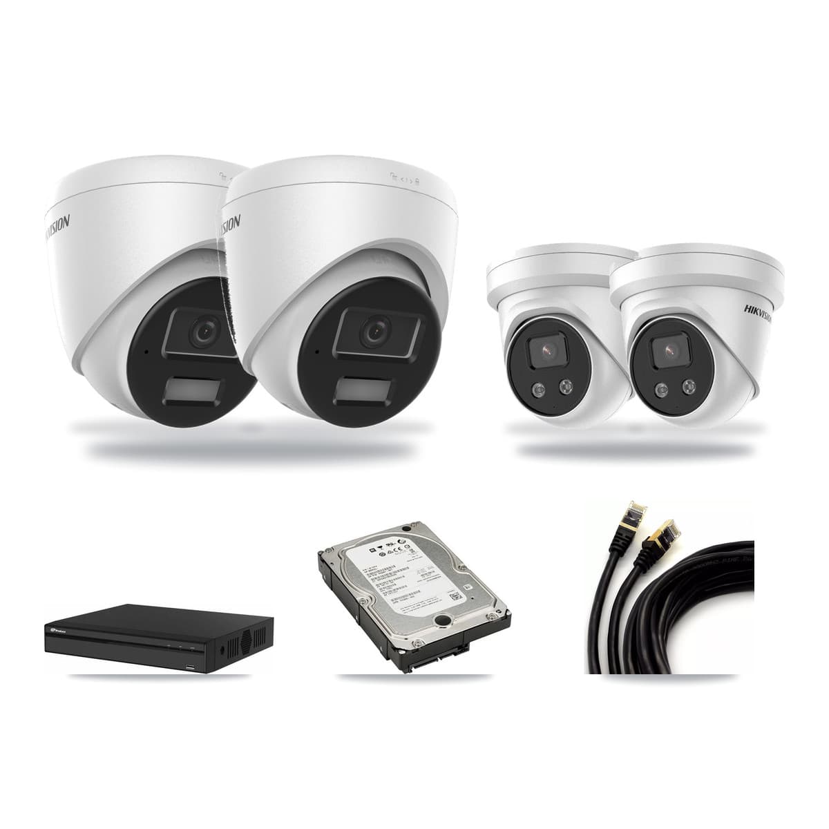Hikvision & Prolux 4-Channel 4MP – 5MP CCTV Kit — 2 4MP + 2 5MP Turret Cameras + 5TB Recording - Image 1
