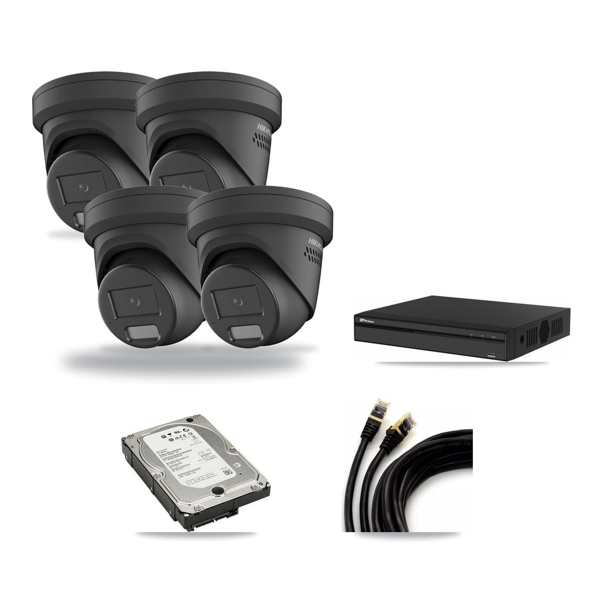 Prolux 4-channel CCTV kit: 4 cameras (4× 4MP Turret), 5TB hard drive