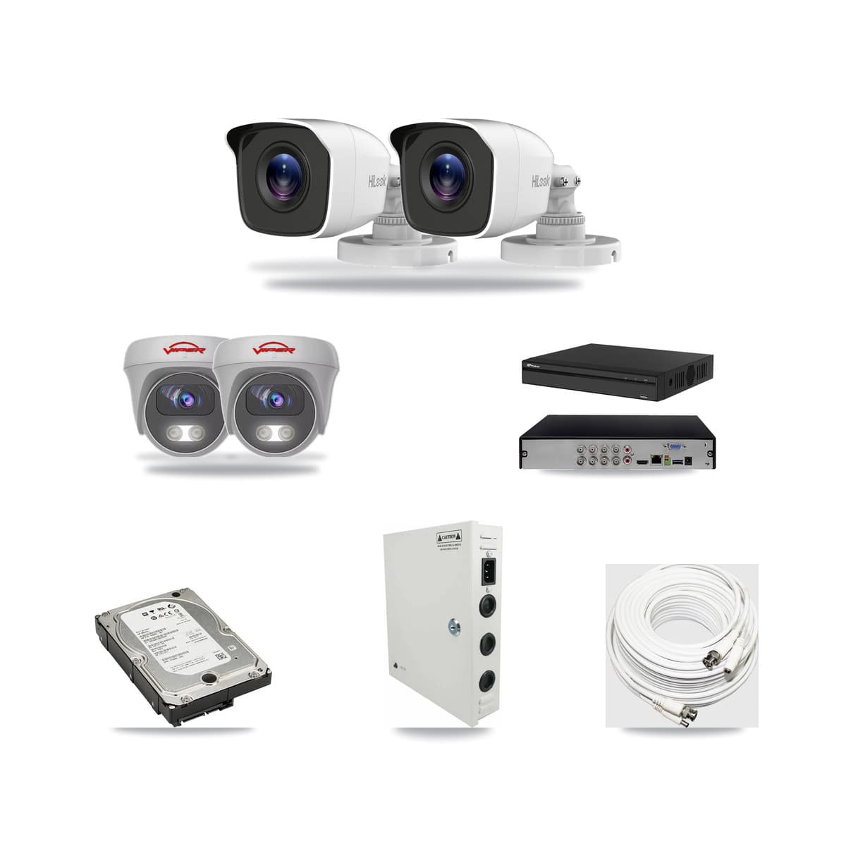 8-Channel 4MP – 5MP CCTV Kit — 2 4MP Bullet + 2 White 5MP Cameras + 5TB Recording (PXD-5108HS Recorder) - Image 1