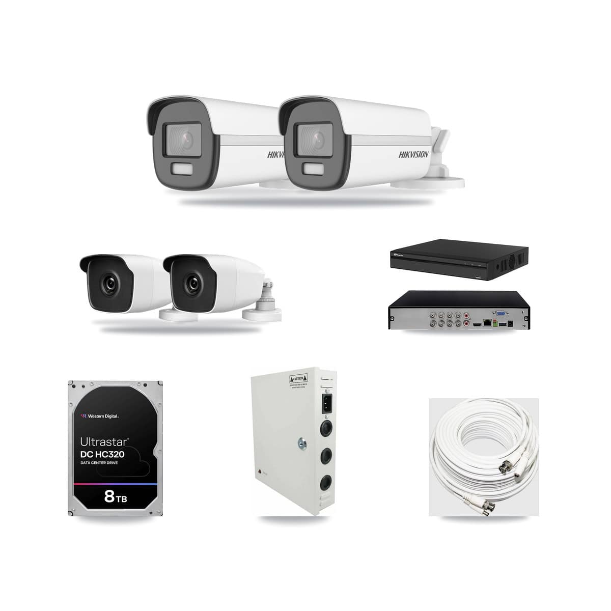 8-Channel 3MP – 4K CCTV Kit — 2 4K + 2 3MP Bullet Cameras + 8TB Recording (PXD-5108HS Recorder) - Image 1
