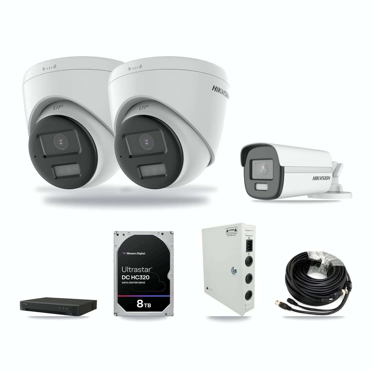 Hikvision 8-Channel 4K CCTV Kit — 1 Bullet + 2 Turret Cameras + 8TB Recording - Image 1