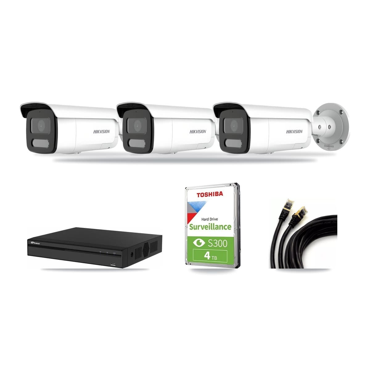 Hikvision & Prolux 4-Channel 4MP CCTV Kit — 3 Bullet Cameras + 4TB Recording - Image 1