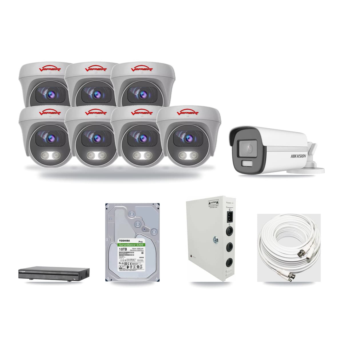 8-Channel 5MP – 4K CCTV Kit — 1 4K Bullet + 7 5MP Cameras + 10TB Recording - Image 1