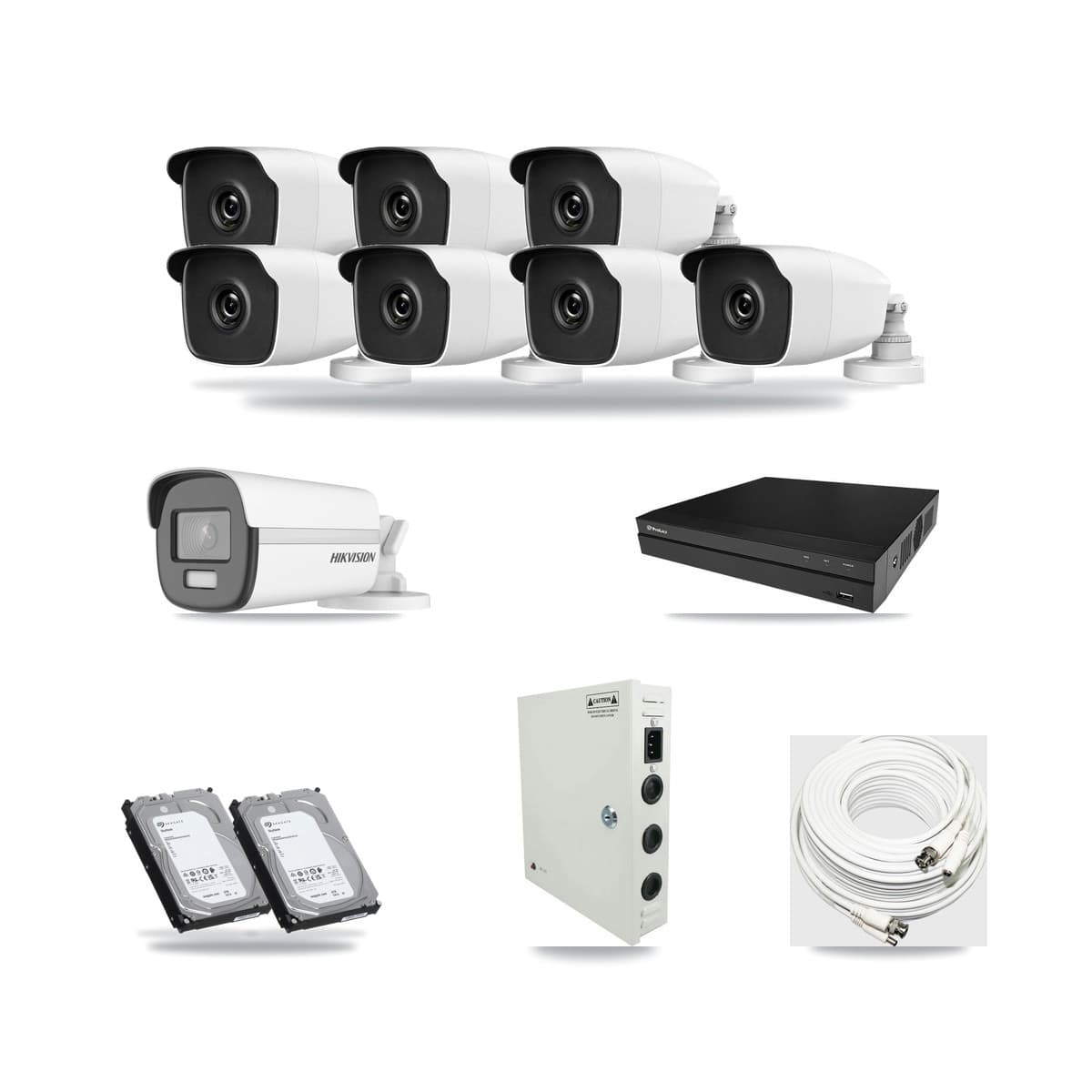 8-Channel 3MP – 4K CCTV Kit — 1 4K + 7 3MP Bullet Cameras + 2× 6TB Recording - Image 1
