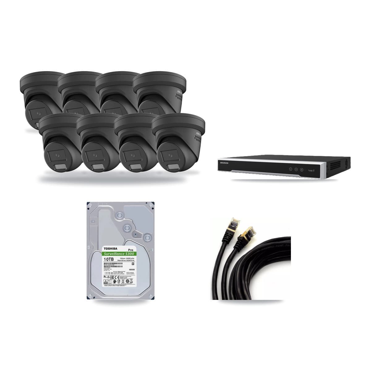 Hikvision 8-Channel 4MP CCTV Kit — 8 Black Turret Cameras + 10TB Recording - Image 1