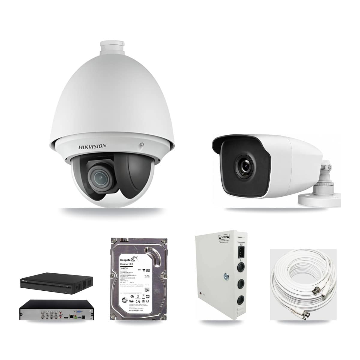 8-Channel 2MP – 3MP CCTV Kit — 1 2MP PTZ + 1 3MP Bullet Cameras + 2TB Recording (PXD-5108HS Recorder) - Image 1