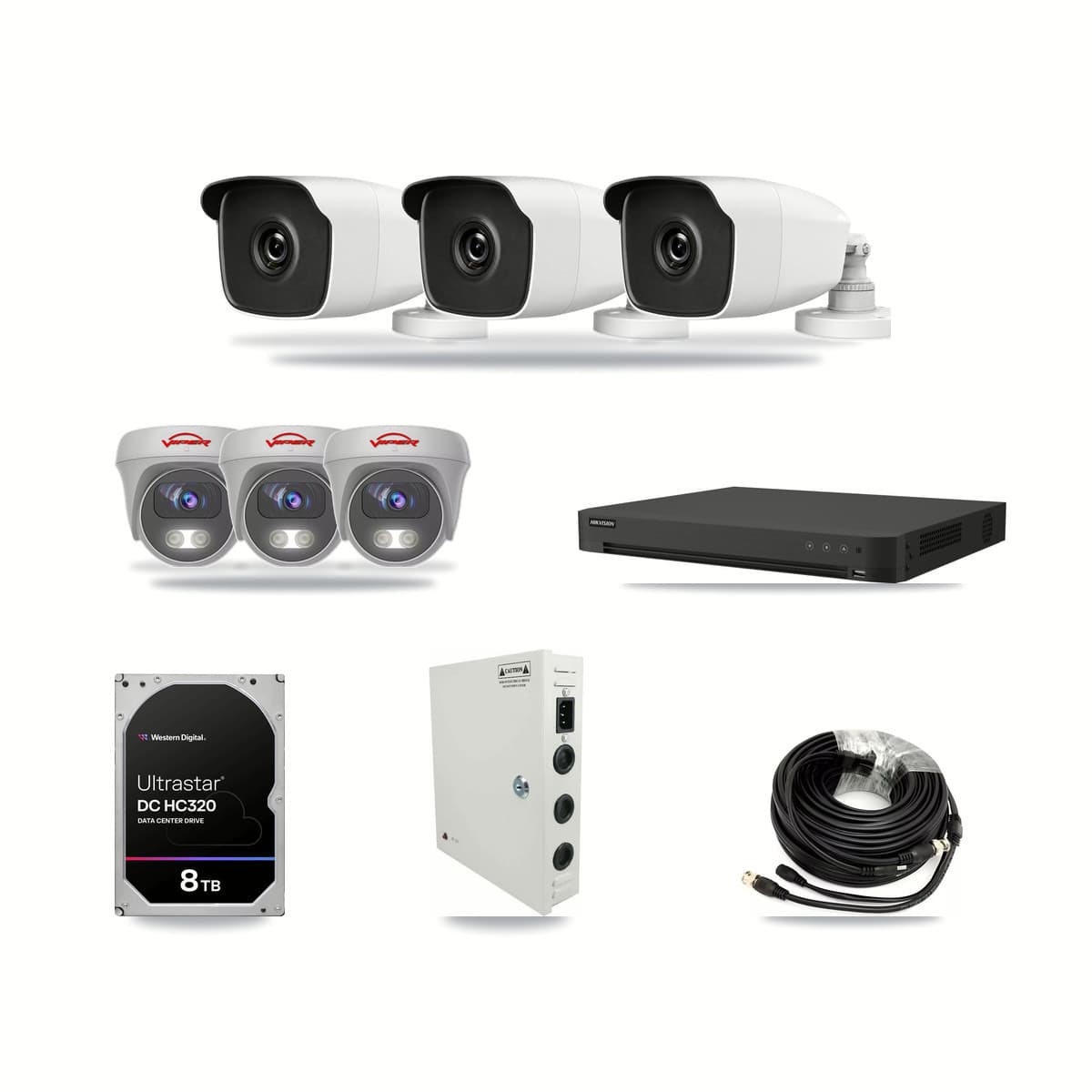16-Channel 3MP – 5MP CCTV Kit — 3 3MP Bullet + 3 5MP Cameras + 8TB Recording - Image 1