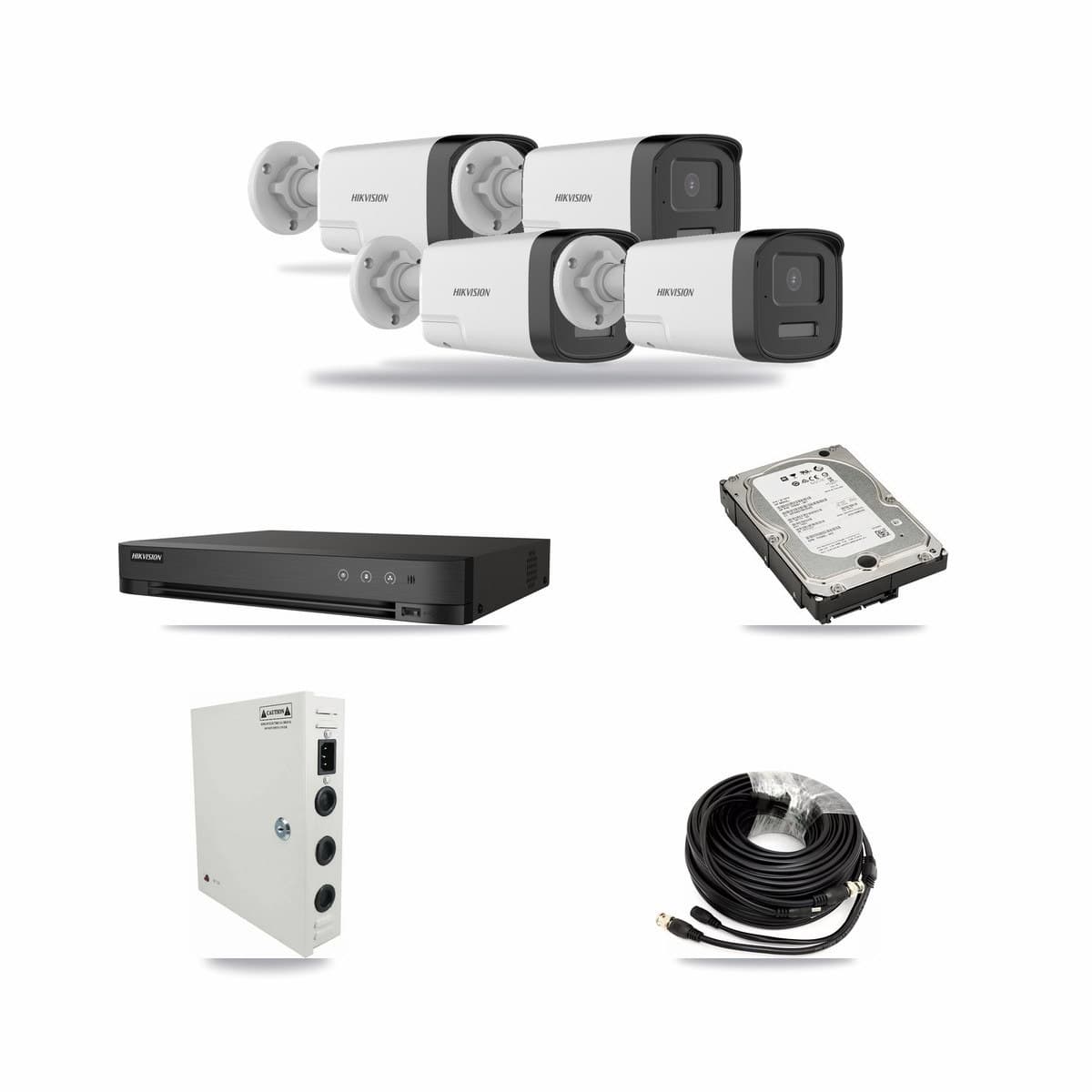 Hikvision 4-Channel 5MP CCTV Kit — 4 DS-2CE17K0T Bullet Cameras + 5TB Recording (DS-7204HUHI Recorder) - Image 1