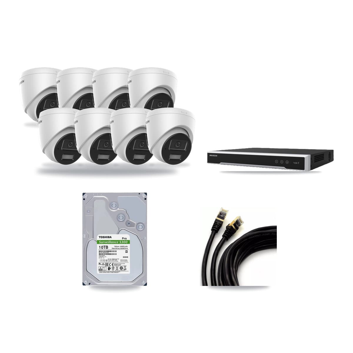 Hikvision 8-Channel 4MP CCTV Kit — 8 DS-2CD1343G2 Turret Cameras + 10TB Recording - Image 1