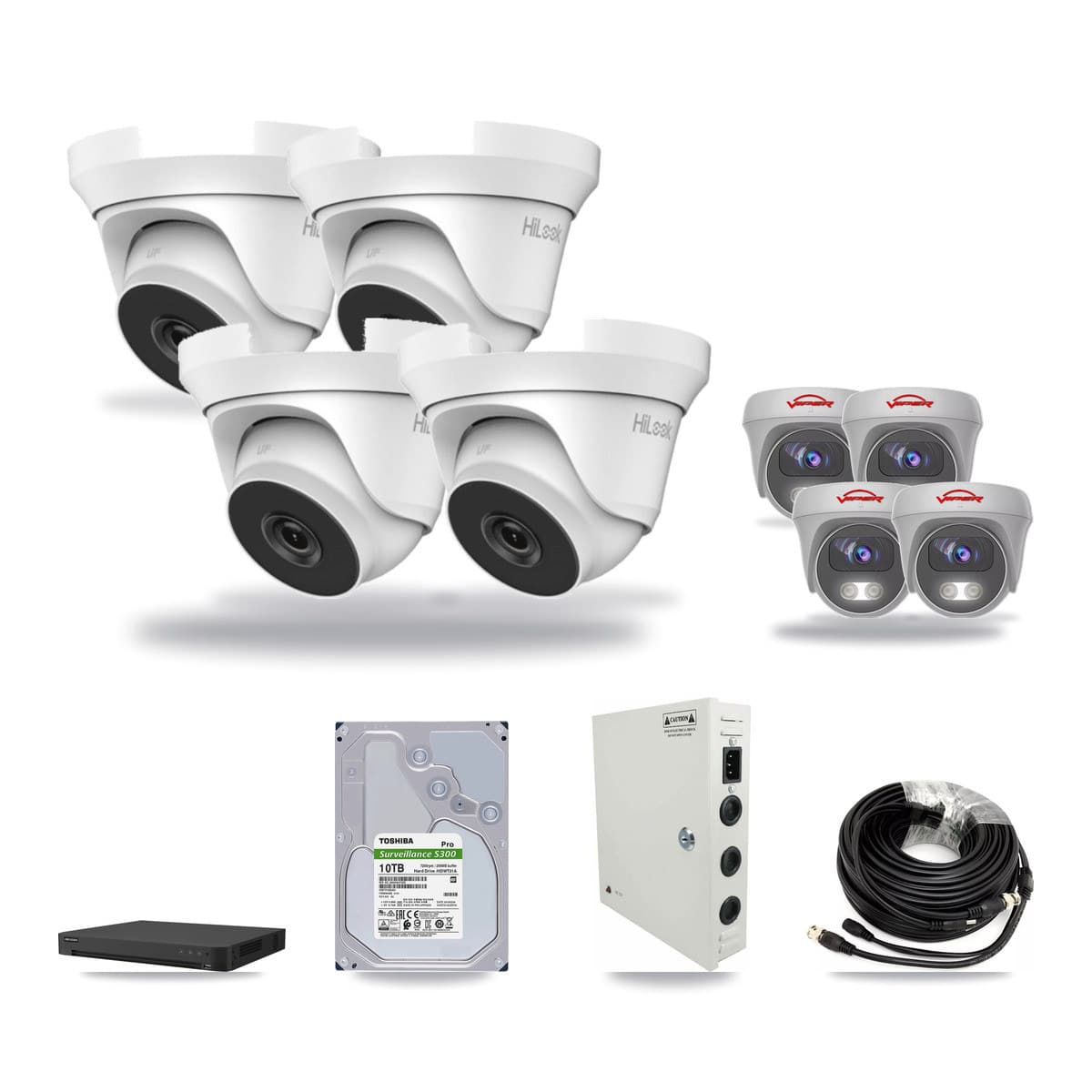 32-Channel 4MP – 5MP CCTV Kit — 4 4MP Turret + 4 5MP Cameras + 10TB Recording - Image 1