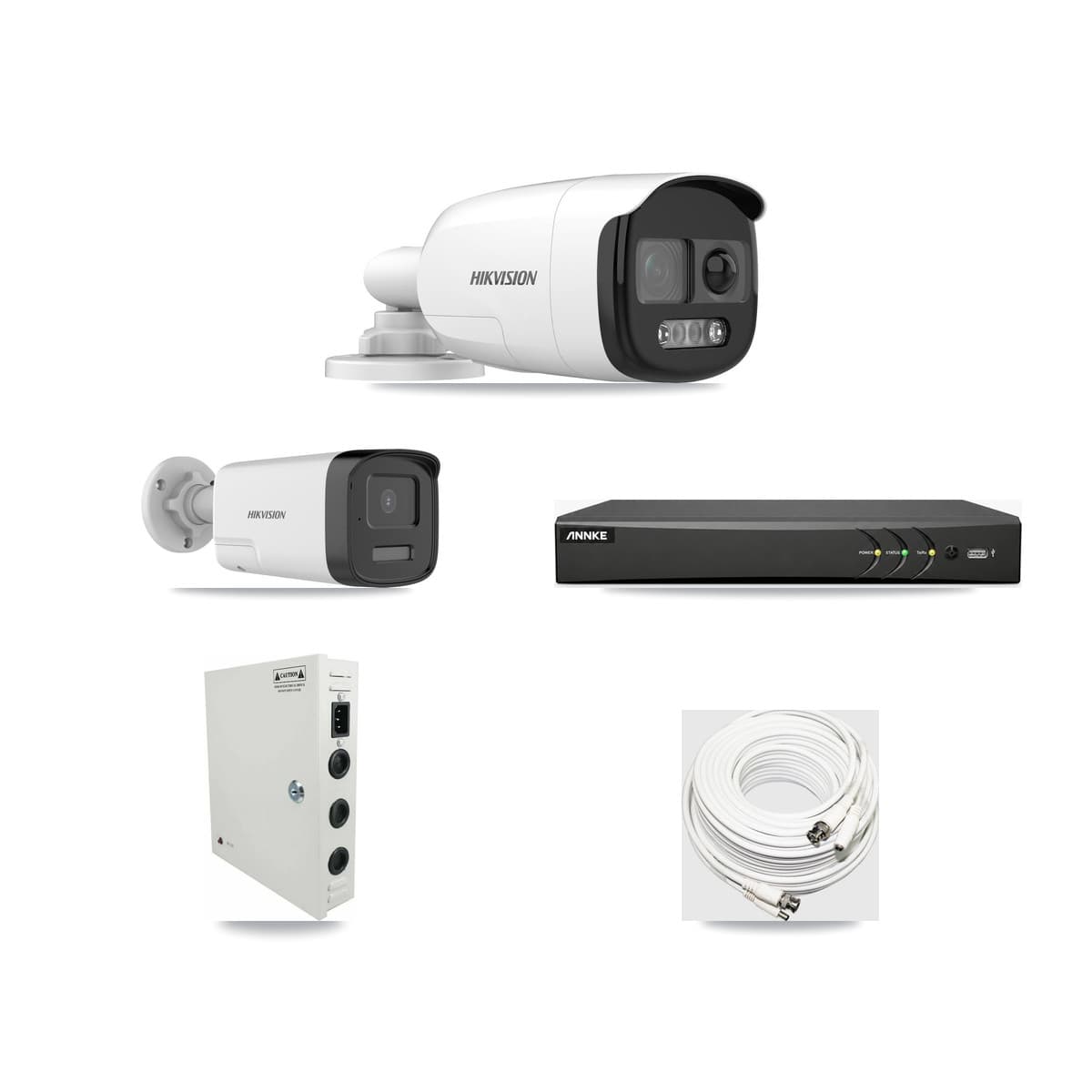 Hikvision & ANNKE 4-Channel 5MP CCTV Kit — 1 DS-2CE12KF3T + 1 DS-2CE17K0T Bullet Cameras + 3TB Recording - Image 1