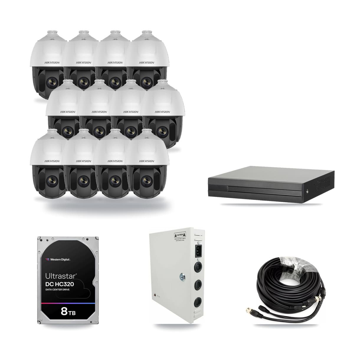16-Channel 2MP CCTV Kit — 12 Hikvision PTZ Cameras + 8TB Recording - Image 1