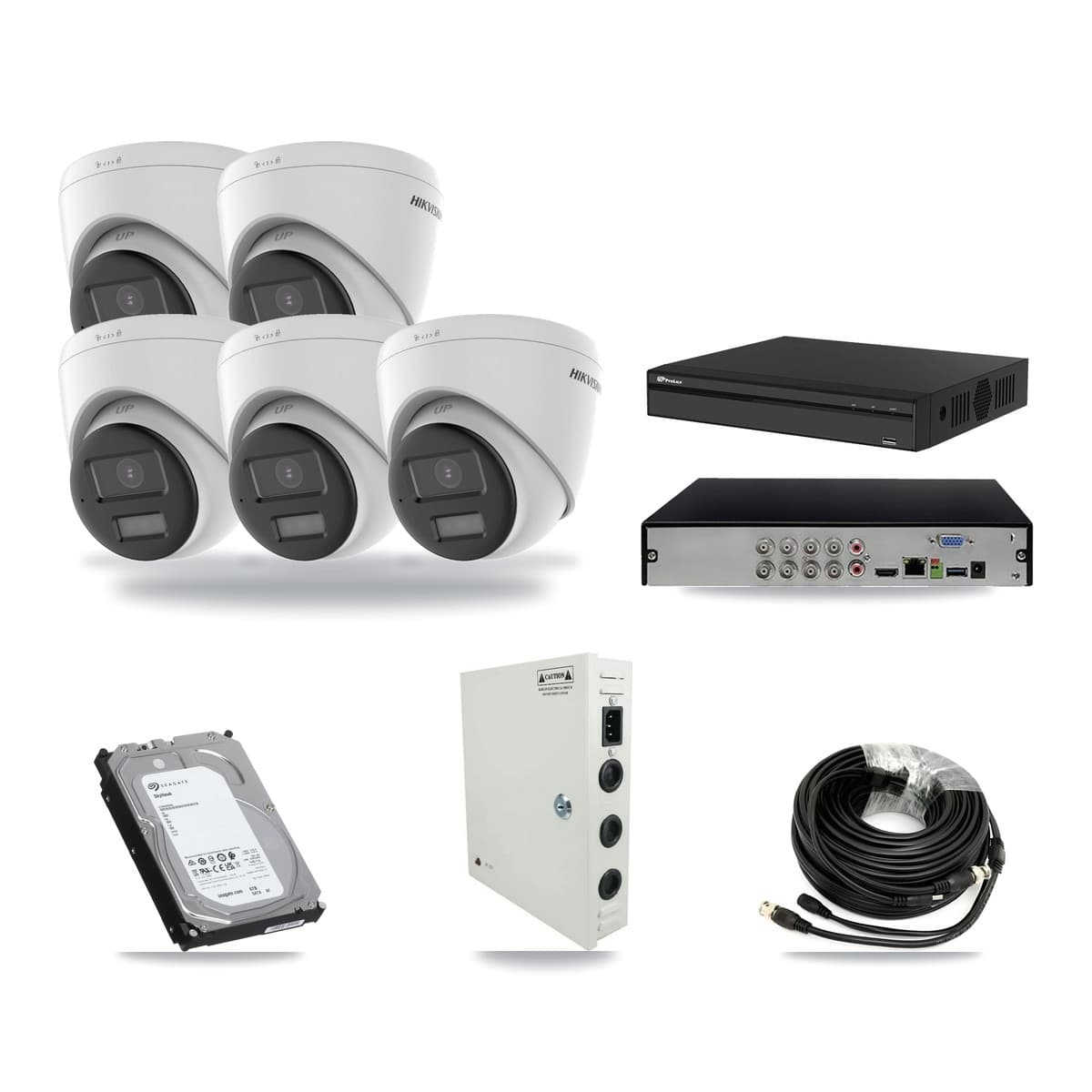 Hikvision & Prolux 8-Channel 5MP CCTV Kit — 5 DS-2CE78K0T Turret Cameras + 6TB Recording - Image 1