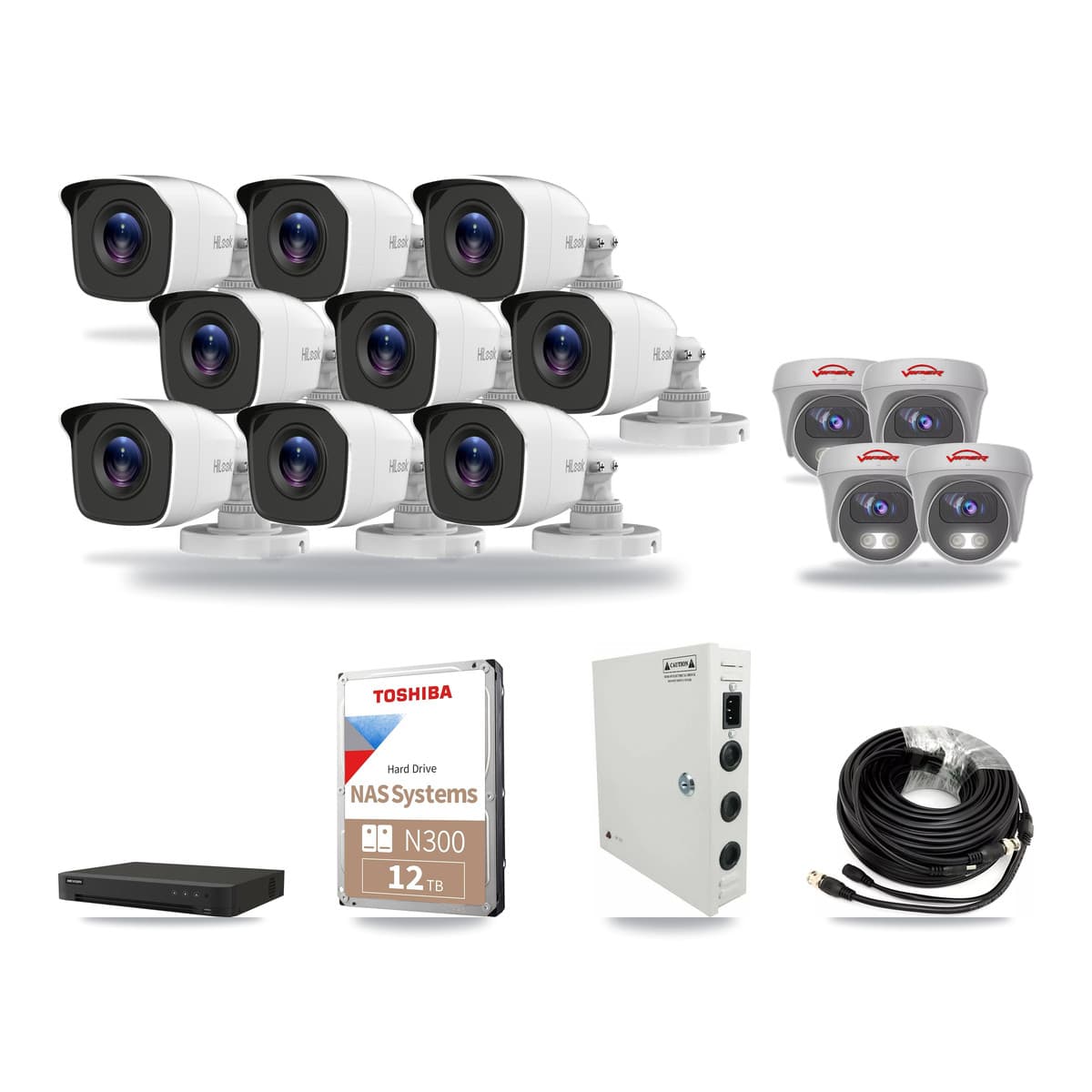 16-Channel 4MP – 5MP CCTV Kit — 9 4MP Bullet + 4 5MP Cameras + 12TB Recording - Image 1