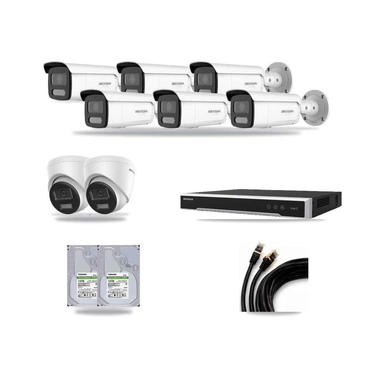 Hikvision 8-Channel 4K CCTV Kit — 2 Turret + 6 Bullet Cameras + 2× 10TB Recording - Image 1