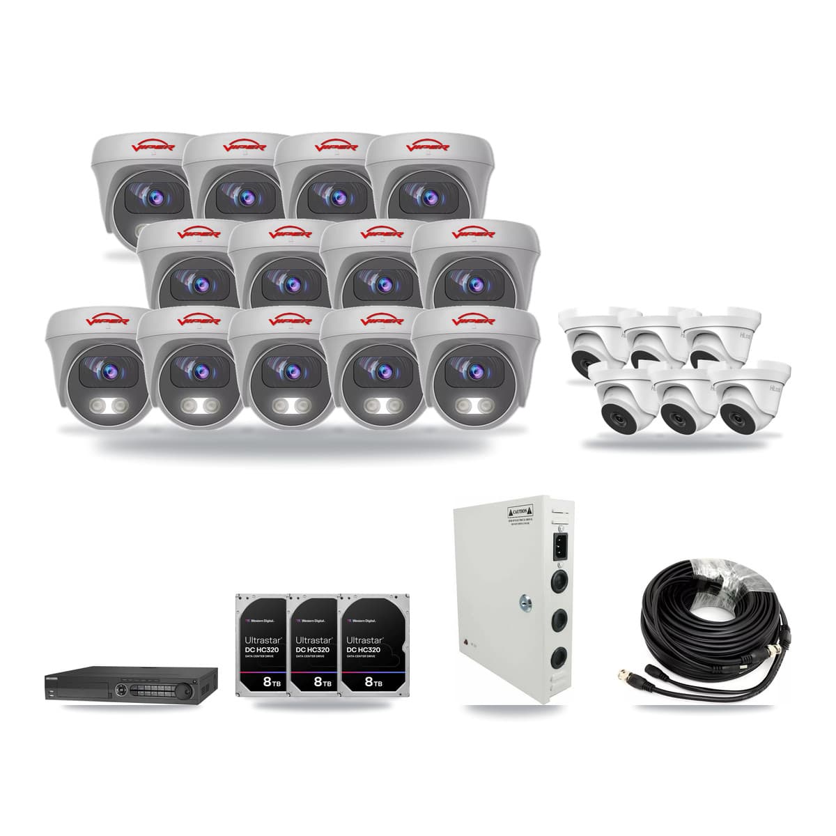 32-Channel 4MP – 5MP CCTV Kit — 6 4MP Turret + 13 5MP Cameras + 3× 8TB Recording - Image 1