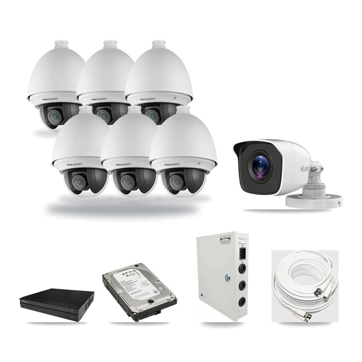 8-Channel 2MP – 4MP CCTV Kit — 6 2MP PTZ + 1 4MP Bullet Cameras + 5TB Recording (PXD-5208AN Recorder) - Image 1