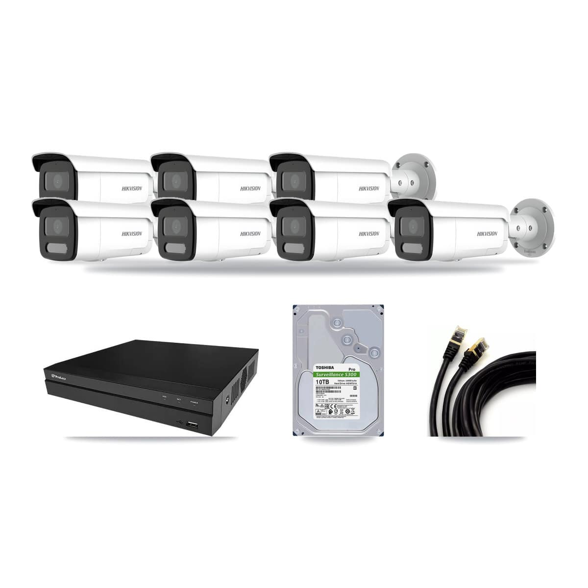 Prolux 8-channel CCTV kit: 7 cameras (7× 4MP Bullet), 10TB hard drive