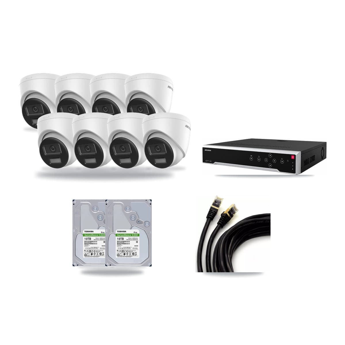 Hikvision 32-Channel 4K CCTV Kit — 8 Turret Cameras + 2× 10TB Recording - Image 1