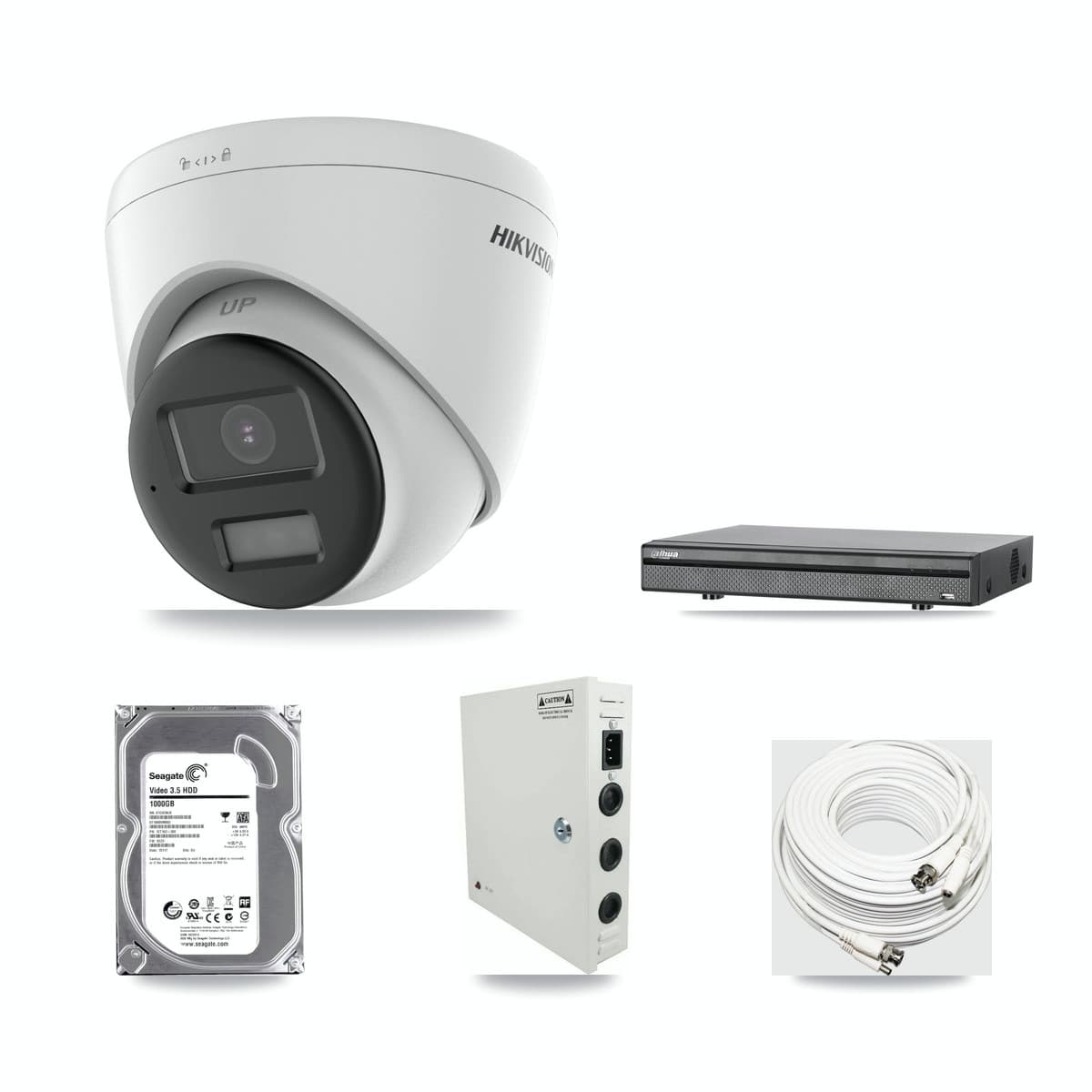 Hikvision & Dahua 8-Channel 5MP CCTV Kit — 1 DS-2CE78K0T-LPTS Turret Camera + 1TB Recording (DH-XVR5108H-4KL-X-8P Recorder) - Image 1