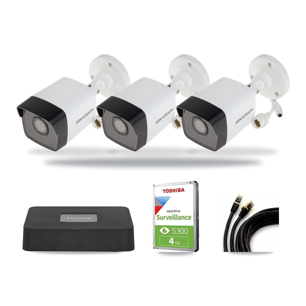 Tiandy 4-channel CCTV kit: 3 cameras (3× 5MP Bullet), 4TB hard drive