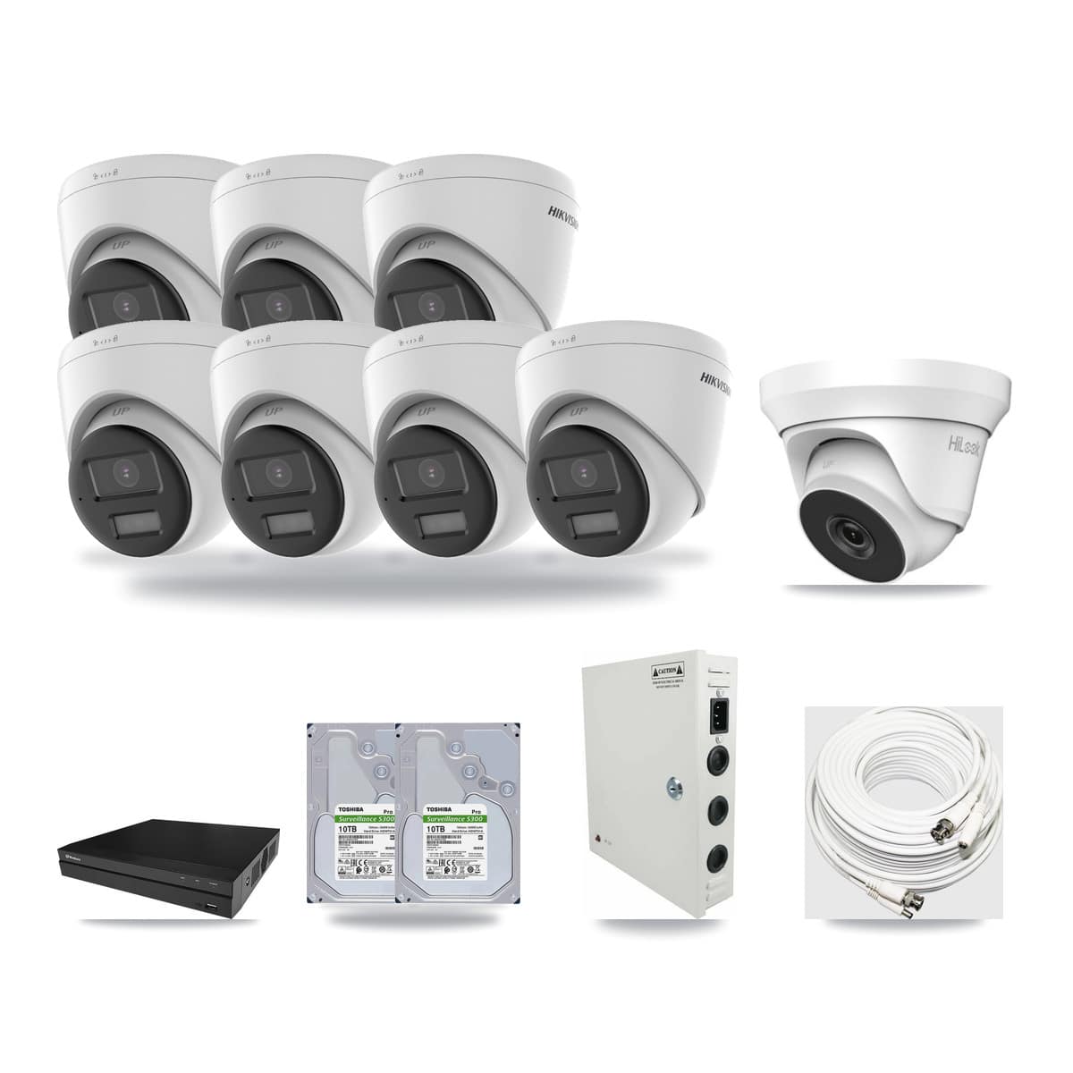 8-Channel 4MP – 4K CCTV Kit — 7 4K + 1 4MP Turret Cameras + 2× 10TB Recording - Image 1