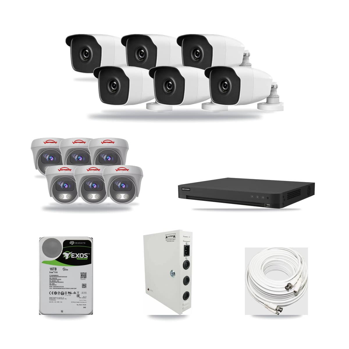 16-Channel 3MP – 5MP CCTV Kit — 6 3MP Bullet + 6 5MP Cameras + 16TB Recording - Image 1