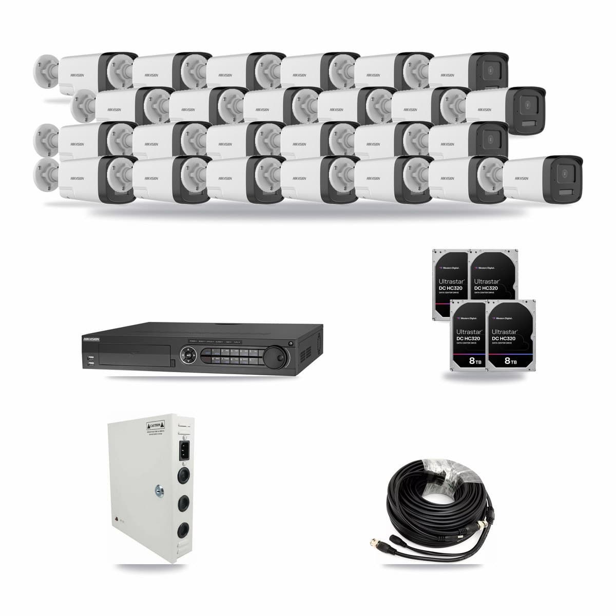 Hikvision 32-Channel 5MP CCTV Kit — 25 Bullet Cameras + 4× 8TB Recording - Image 1