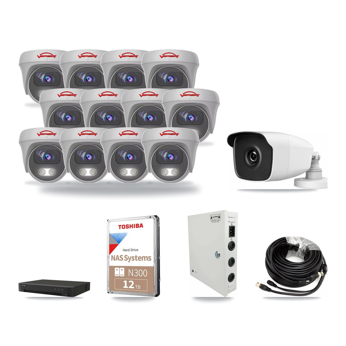 16-Channel 3MP – 5MP CCTV Kit — 1 3MP Bullet + 12 5MP Cameras + 12TB Recording - Image 1