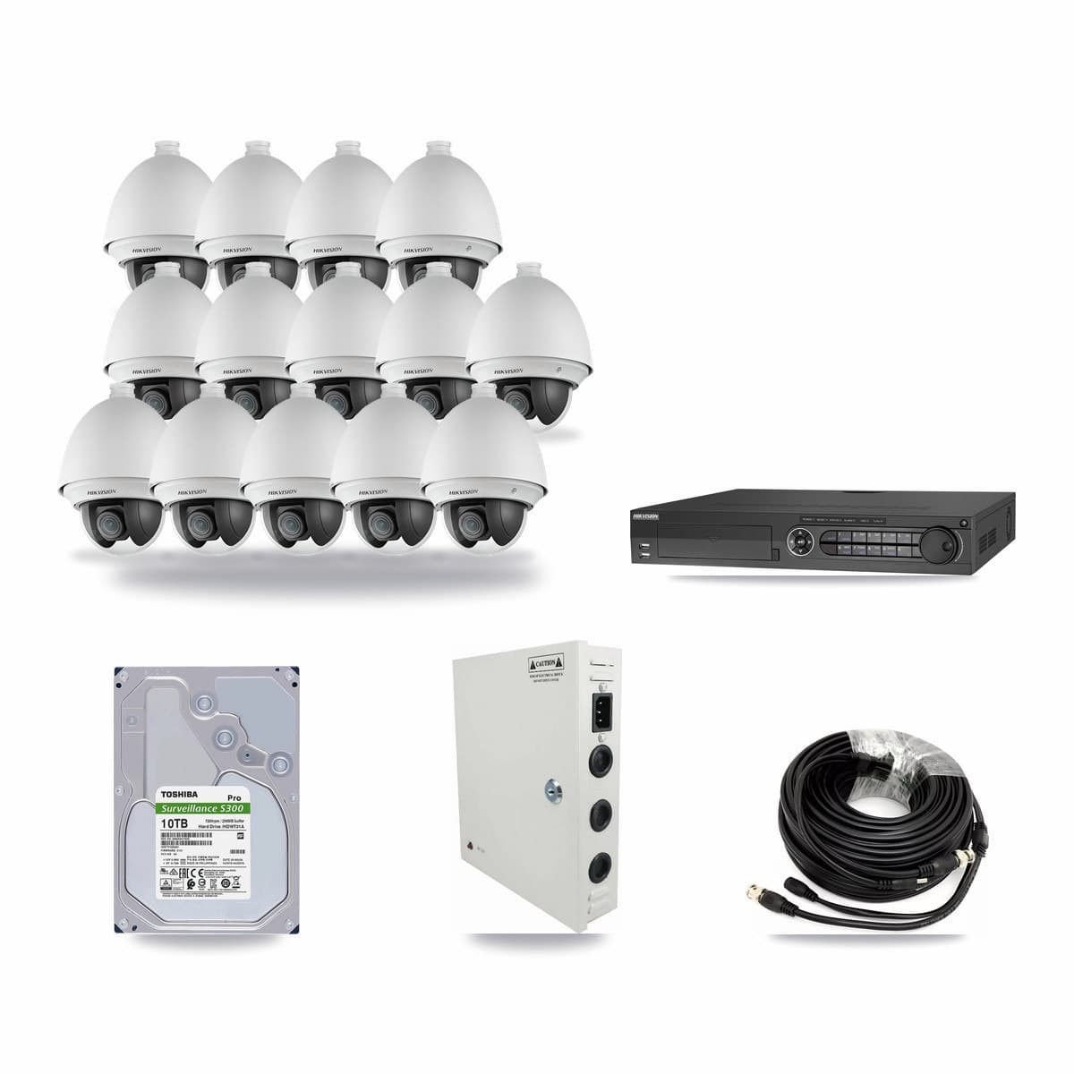 Hikvision 32-Channel 2MP CCTV Kit — 14 PTZ Cameras + 10TB Recording (IDS-7332HUHI Recorder) - Image 1