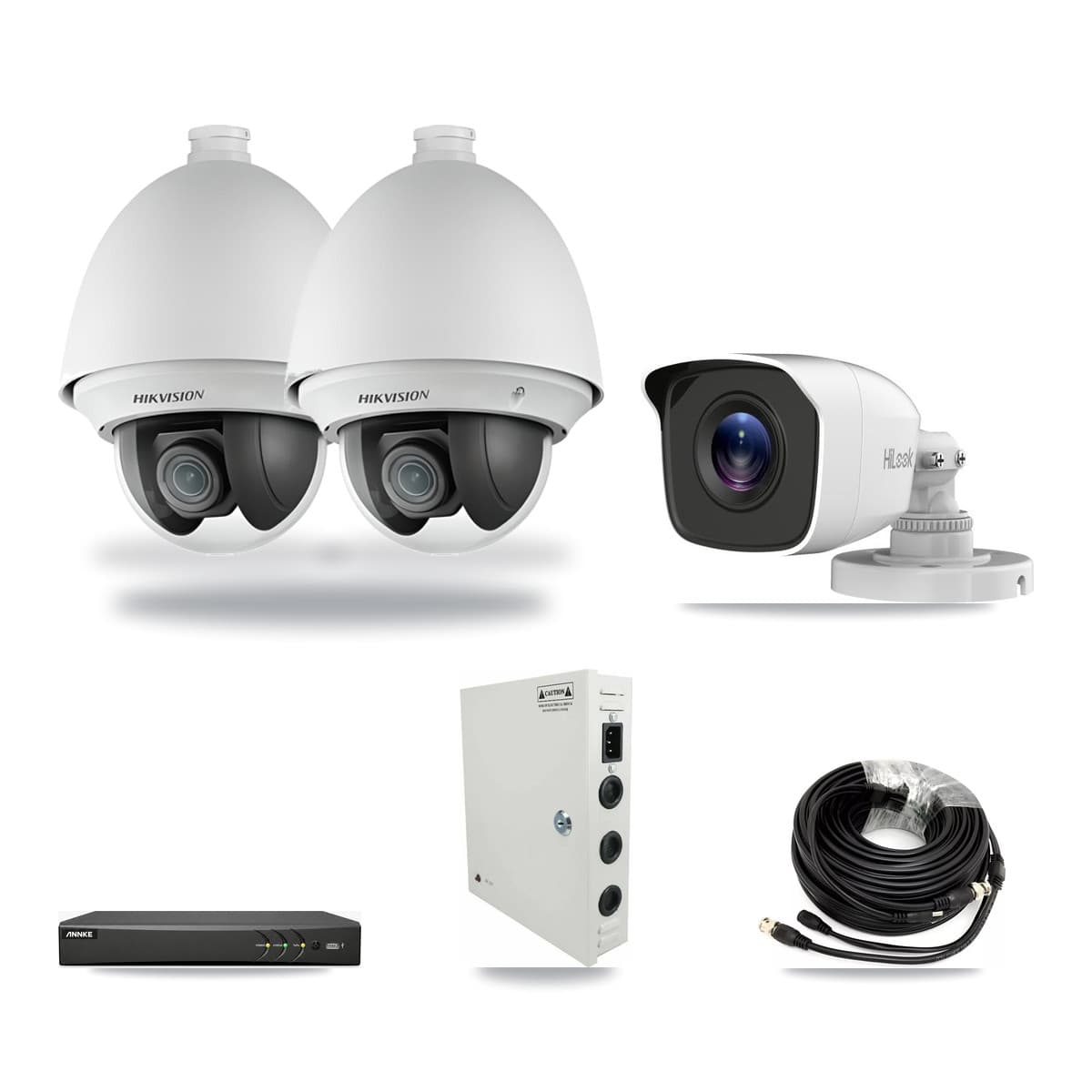 4-Channel 2MP – 4MP CCTV Kit — 2 2MP PTZ + 1 4MP Bullet Cameras + 3TB Recording (AN-DV4-8MP Recorder) - Image 1