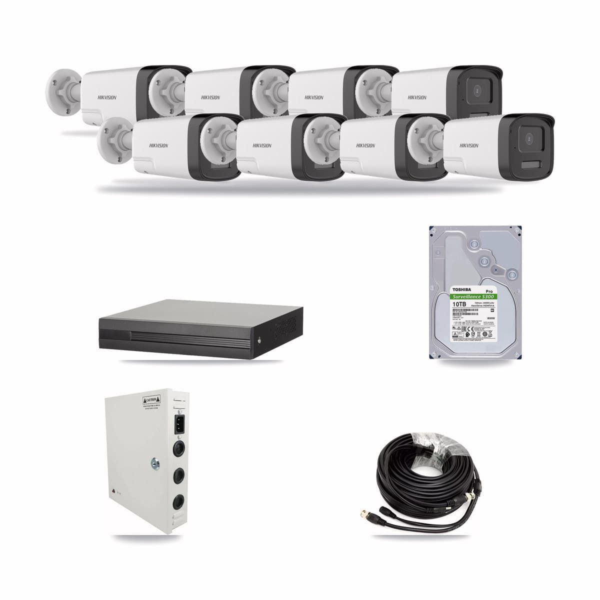 8-channel CCTV kit: 8 cameras (8× 5MP Bullet), 10TB hard drive