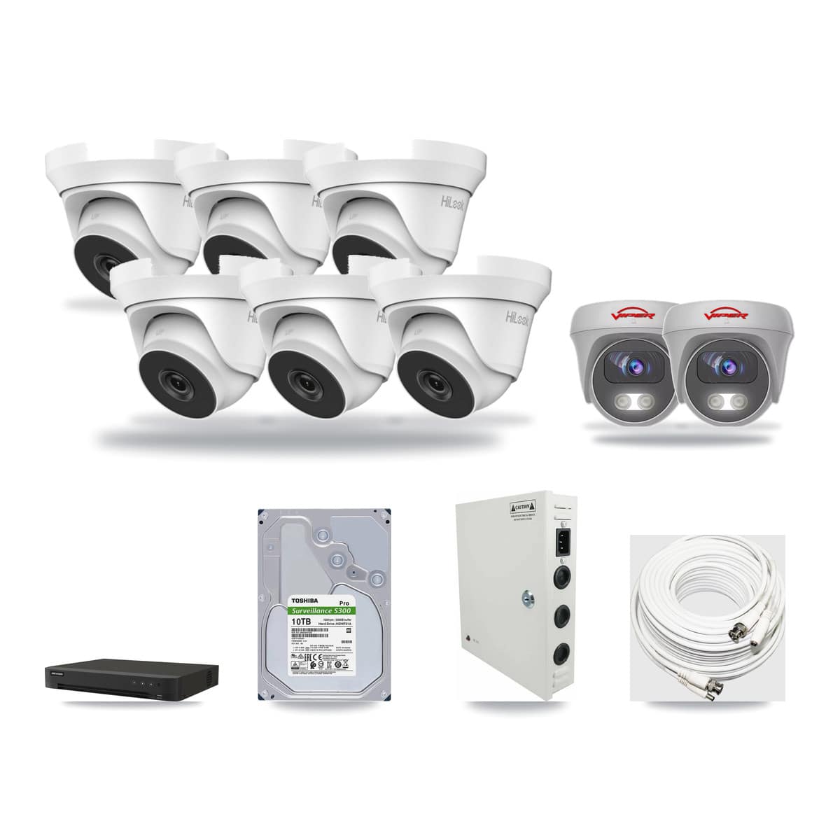 8-Channel 4MP – 5MP CCTV Kit — 6 4MP Turret + 2 5MP Cameras + 10TB Recording - Image 1