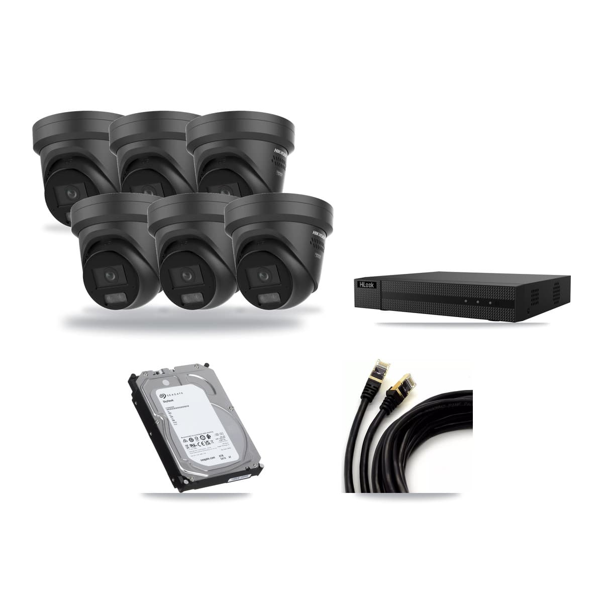 HiLook 8-channel CCTV kit: 6 cameras (6× 4K Turret), 6TB hard drive