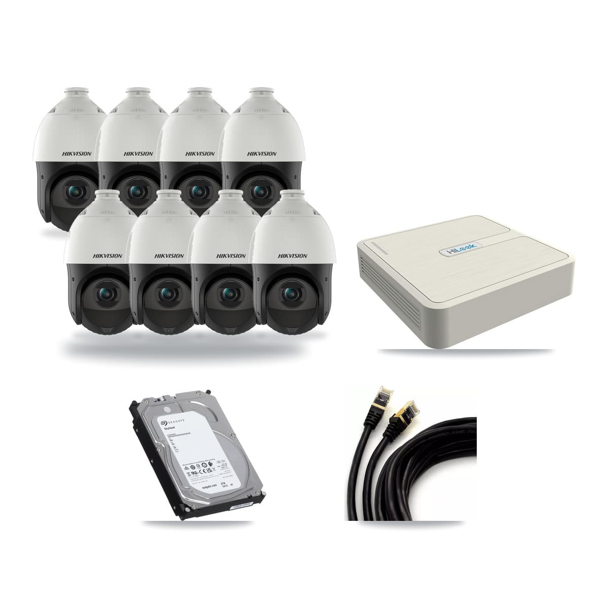 Hikvision & HiLook 8-Channel 4MP CCTV Kit — 8 PTZ Cameras + 6TB Recording - Image 1