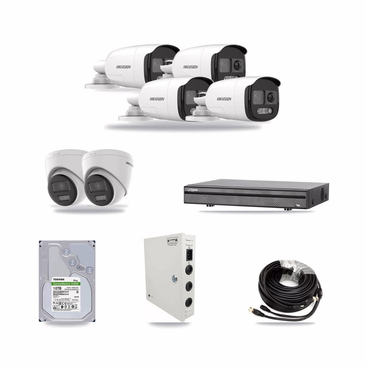 Hikvision & Dahua 8-Channel 5MP – 4K CCTV Kit — 4 5MP Bullet + 2 4K Turret Cameras + 10TB Recording - Image 1