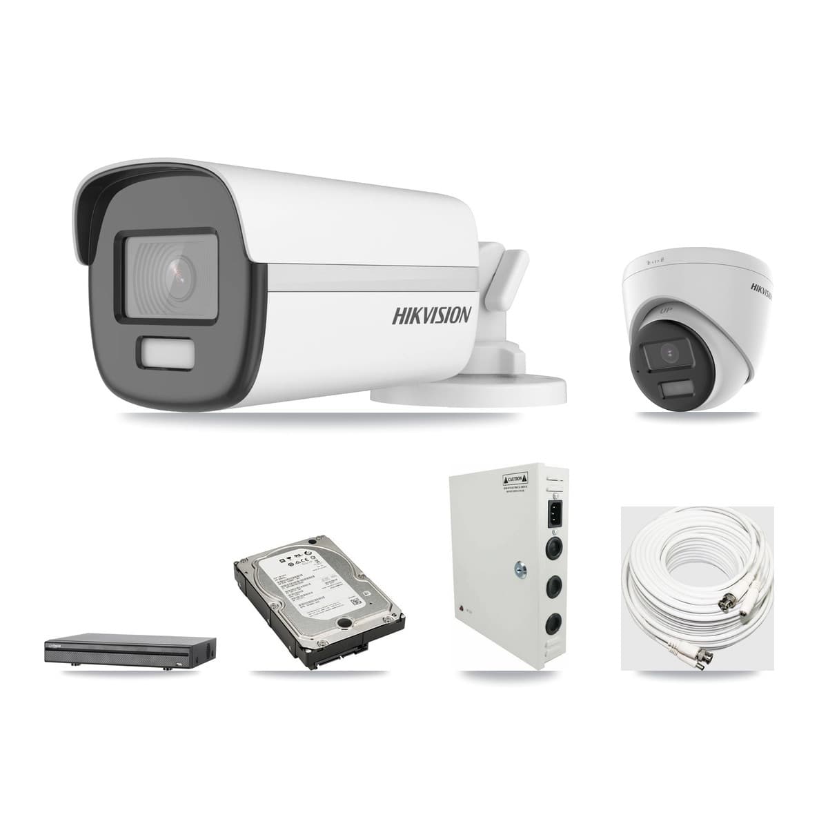 Hikvision & Dahua 8-Channel 4K CCTV Kit — 1 Bullet + 1 Turret Cameras + 5TB Recording - Image 1